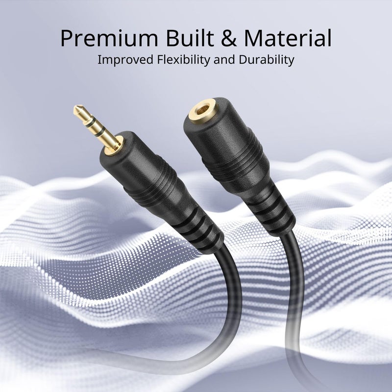 TNP Products TNP 2.5mm Extension Cable (10 Feet) - Male to Female Adapter Extender Stereo Audio Sub Mini Subminiature Jack Adapter Wire Cord Plug Connector for Headset Headphone Microphone - Image 3